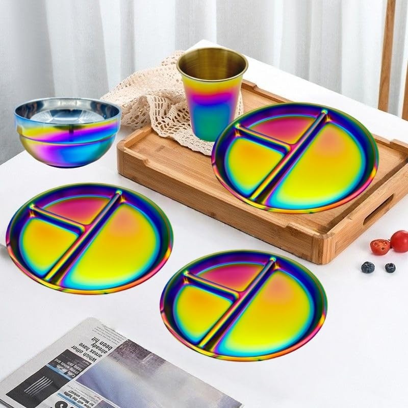Ceiteo 12-Piece Stainless Steel Rainbow Dinnerware Set for 4