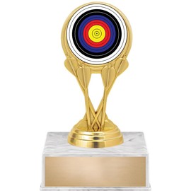 Crown Awards Archery Trophy, 6" Archery Target Trophy On White Luxury Trophy Base