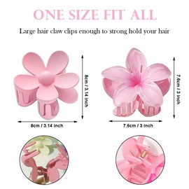 Pack of 6 Flower Hair Clips, Hawaiian Flower Hair Clips, Egg Flower Hair Claw Clips, Flower Hair Claw Clips, Flower Hair Clip Non-Slip Large Hair Clip for Thick Hair, Hair Accessories for Women Girls