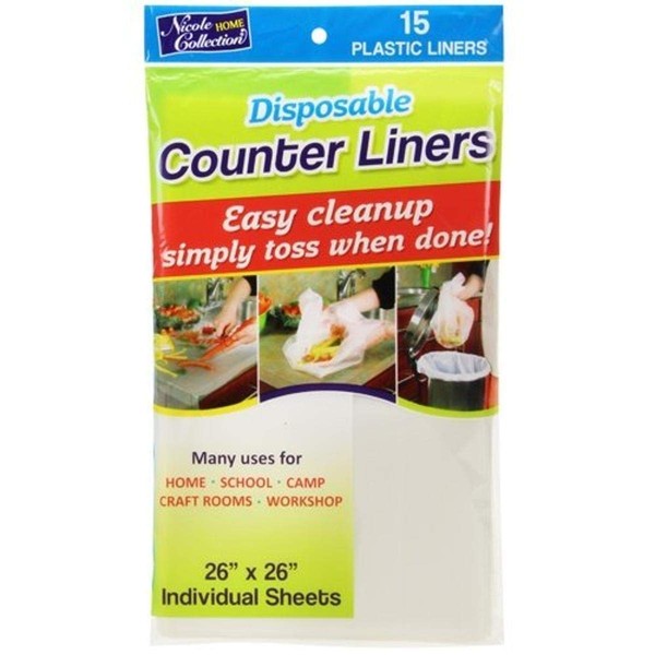 Premium Disposable Clear Plastic Counter Liners - 26" x 26", 15 Pieces - Perfect for Parties, Events, Family Gatherings, and Weddings