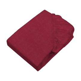 sleepling Flannelette Fitted Sheet Melange, Flannelette Fitted Sheet, Made in Germany, Mattresses up to 23 cm Height, All-Round Elastic, Ökotex, Washable at 60 Degrees, 90 x 200 cm, Dark Red Mottled