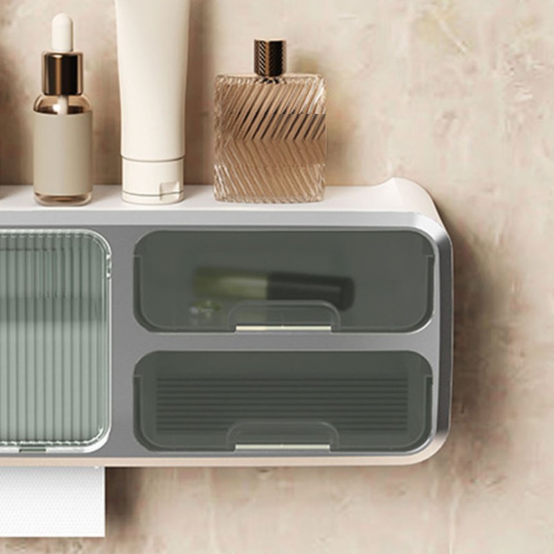 Drill Free Bathroom Tissue Storage Box Waterproof Bathroom Toilet Paper