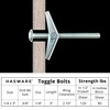 HASWARE Toggle Bolt Zinc Plated Steel and Wing Nut for