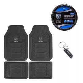 Dodge New 6pc RAM Car Truck Suv Front Back Rubber Floor Mats & Steering Wheel Cover