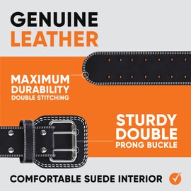 Lifting Belt for Men - Weightlifting Belt for Women - Back Belt Weightlifting Powerlifting, Squat or Deadlift Workout - Bodybuilding Belt for Men (Black/White, Large)