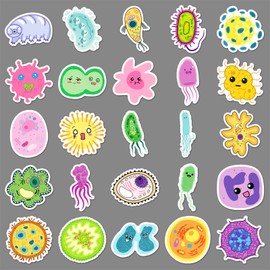 Biology Microorganism Stickers 50 Pack Laptop Stickers,Microbes Stickers for Water Bottles Skateboard Scrapbook Bike Computer,Phone,-Graffiti Stickers Pack for Teens Girls Kids