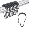 Amazer Shower Curtain Hooks, Rust-Resistant Metal Glide Shower Hooks Rings for Bathroom Shower Curtains Rods, Set of 12, Matte Black