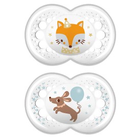 MAM Original S223 Dummy with Latex Teat, for Babies from 16 Months, Neutral (Pack of 2), with Automatic Steriliser Box, Spanish Version, 16+ Months