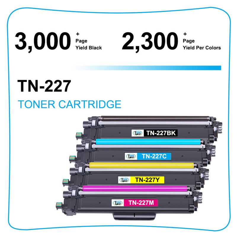 For Brother 4 Pack TN227 Toner High Yield For Brother