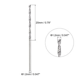 uxcell Solid Carbide Drill Bits, 1.2mm C2/K20 Tungsten Carbide Jobber Drill Bits Straight Shank Drilling Tool for Stainless Steel Aluminum Iron Metal Plastic