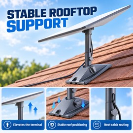 Starlink Gen 3 Wall Mount Kit for Satellite Dish Installation – 12-Inch Metal Bracket with Pipe Adapter for Roof and Exterior Walls