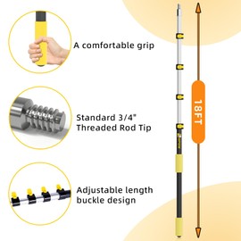 Opow 2 Cobweb Duster with Telescopic Pole 4.5-18 Feet, 26FT Reach Extension Pole with Replaced Spider Web Brush Kit Duster Heads and Universal Joint Angle Adaptor for Outdoor & Indoor Cleaning