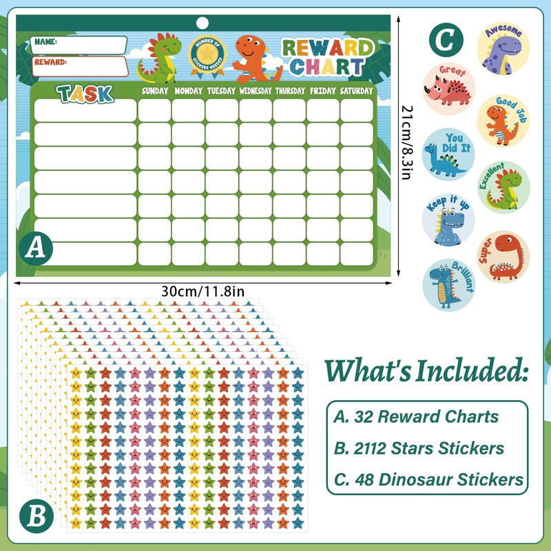 Thboxes Behavior Reward Chart for Kids at Home, 11.8"x8.3" Chore