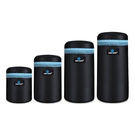 Lightdow 4pcs Pack Lens Pouch 5mm Thick Soft Neoprene DSLR Lens Bag