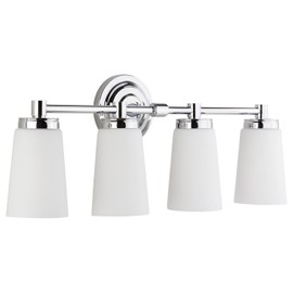 Linea di Liara Sheffield 4-Light Bathroom Vanity Light Chrome Bathroom Light Fixtures with Frosted Glass Shade Modern Vanity Lights for Bathroom above Mirror, UL Listed