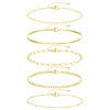 Shall Shell Gold Ankle Bracelets for Women Set: 5pcs 14k