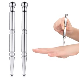 2 Pcs Acupuncture Pen Stainless Steel Deep Tissue Massage Tool Retractable Acupuncture Pen Facial Reflexology Massage Tool Manual Massage Pen for Full Body Relaxing