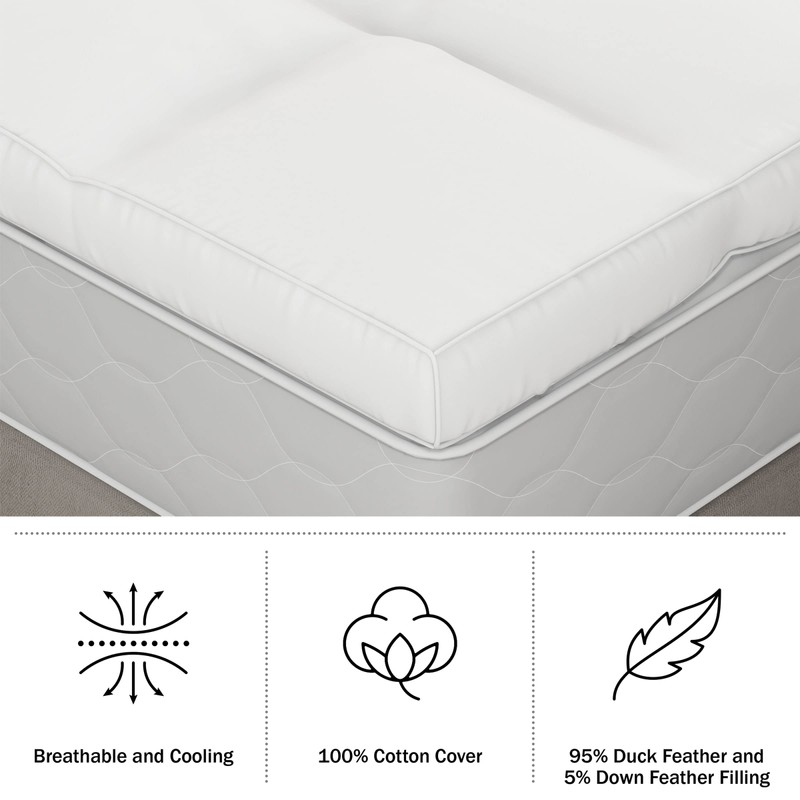 Bluestone Extra Thick Mattress Topper, King Size, White