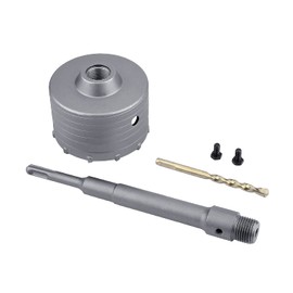 GUICGOC 76mm / 3 inch Concrete Hole Saw with 220mm SDS Plus Shank Connecting Rod, Tungsten Carbide Teeth (7.7mm x 4mm) Cement Hole Saw for Concrete Cement Brick Wall Stone (76mm (3 inch)