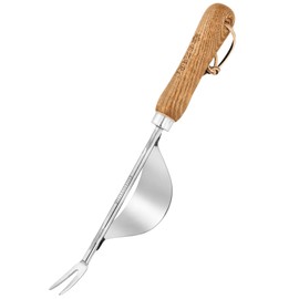 EZARC Manual Weed Trimmer Garden Weed Cutting Tool Levers Root Raising Steel Weeding Fork with Wooden Handle for Lawn, Garden, Farm