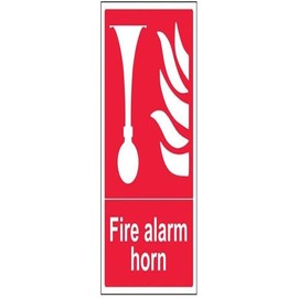 V Safety Fire Alarm Horn Sign - 200mm x 300mm - 1mm Rigid Plastic