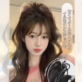 Ponytail Wig, Wig, Ponytail, Extension, Synthetic Hair, Women's, One-touch Extension, Fluffy Hair Extension, Ponytail Extension, Easy Clip Type, Ponytail (Brown)