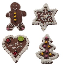 Westmark 351022E6 Cookie Cutter Set for Gingerbread, 4 Pieces, 4 Different Designs, Includes Recipe Stainless Steel, Christmas, Silver