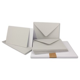 10 x Folding Cards Set DIN A6/C6 with Envelopes in Light Grey - Includes Insert - 14.8 x 10.5 cm - Premium Quality - FarbenFroh
