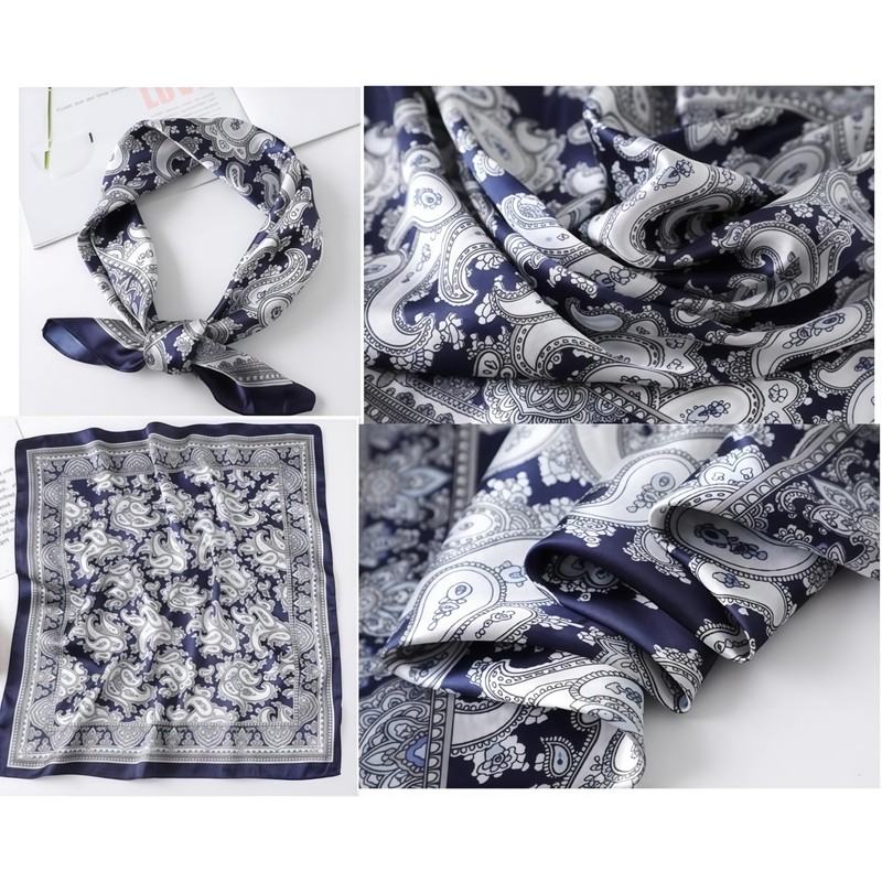 Loopunk Pack of 6 Multicolor Paisley Pattern Square Silk Scarf