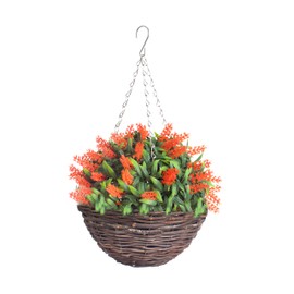 Best Artificial 10 inch Lavender Hanging Basket - Suitable for Outdoor Use - Weather Resistant (Orange)