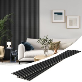 MODCART 16 Pack Slat Wall Panels, WPC Soundproof 3D Wall Panel for Interior Wall Decor, 48 x 6 in (48 in-Black)