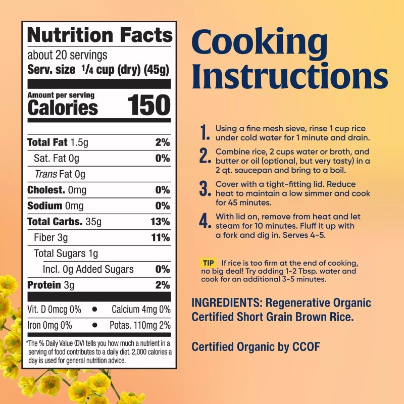 Lundberg Regenerative Organic Short Grain Brown Rice 2 Pound Pack