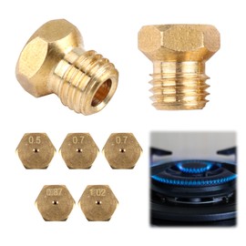 Sharelove 5pcs Practical Natural Gas Hob LPG Conversion Kit, 0.5/0.7/0.7/0.87/1.02 LPG Gas Burner, Jets Nozzles Injectors Set, Easy-to-Install Hob Gas Hob Accessory Nozzles(Gold)