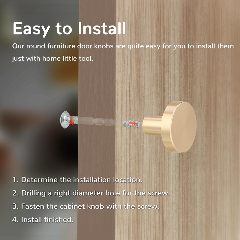 CVIUYO 6 Pcs 30mm Round Cabinet Knobs, Gold Drawer Knobs,