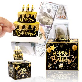 Elalove Black Gold Money Gift Box for Birthday Happy Birthday Surprise Box with Photo Accessories - Creative Gift Idea for Confirmation and Birthday DIY Money Box for Money Gifts