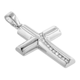 trendor Cross Pendant with Silver Necklace Cross Chain Women's Cross Pendant 925 Silver Gift Idea Sparkling Zirconia 35840, Sterling Silver, Cubic Zirconia