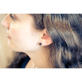 Garnet Stud Earrings | Gemstone Earrings | Ball / Pearl 6 mm Diameter | 925 Silver, Metal Metal Semi Precious Stone, Garnet