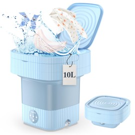 Portable Washing Machine, 10L Mini Washing Machine for Camping, 3 Modes Foldable Mini Washer Deep Cleaning Baby Clothes Underwears Socks Towels for RV Travel Dorm Apartment Laundry