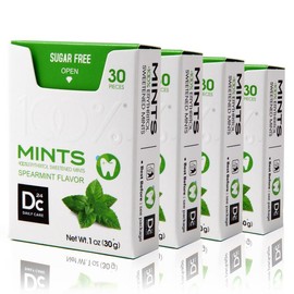 DC24 DAILY CARE Sugar Free Mints, Erythritol Breath Mints, Low Calorie, 4 flavors for Dry Mouth, Gluten Free, 30 Count, Pack of 4 - flavor: spearmint