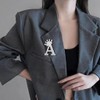 Crown Initial Brooch Pins A-Z 26 Letters Brooches for Women