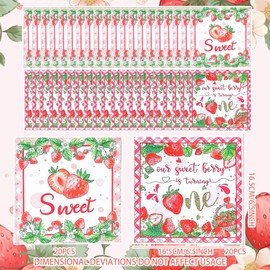 40 PCS Strawberry Napkins Disposable Summer Fruit Berry Paper Napkin Sweet One Cocktail First Birthday Party Supplies Napkins Baby Shower Party Supplies Decorations