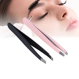 Pinzas de cejas de acero inoxidable Modern Rosa, 2 piezas por conjunto - Diseño ergonómico y duradero