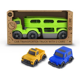 By Kii Car Transporter Truck with Two Cars, Car Transporter Car Carrier Toy, 12M+ for Kids