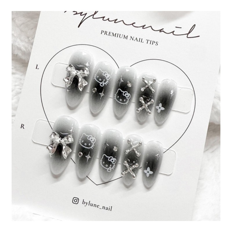 Black Cheek Handmade Nail Tips Nail Tips - Ballerina /