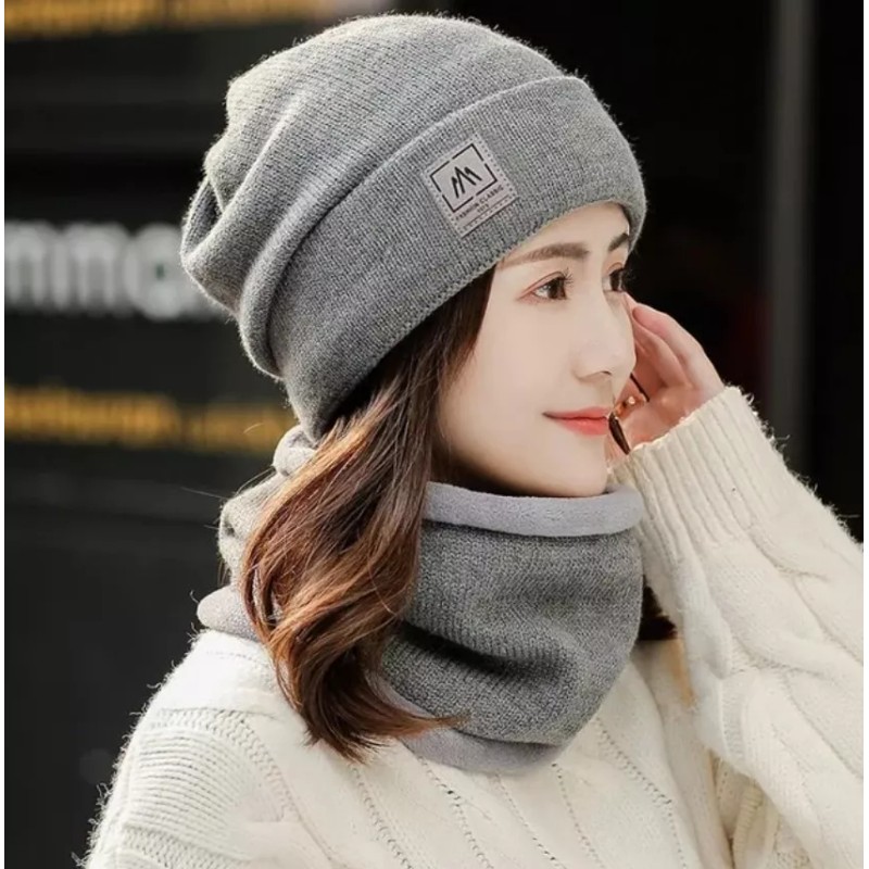 K&H Set Duo Gorro Bufanda Dama Mujer Invierno Cuellera Fashion