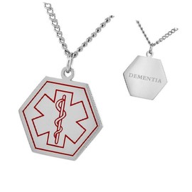 New DEMENTIA Stainless Steel Medical Alert Hexagon Shape Pendant, Elegant Cute Unique Stunning Style Pretty jewerly perfect for any occasion SURR-R01612