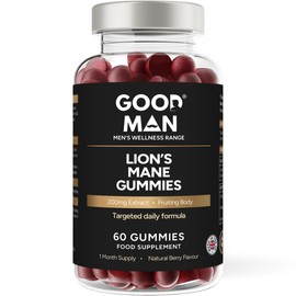 Good Man Lion’s Mane Gummies | High Strength Mushroom Supplement for Focus & Mental Clarity | 2000mg per Serving | Natural Berry Flavour | Vegans | 60 Gummies | UK Manufactured
