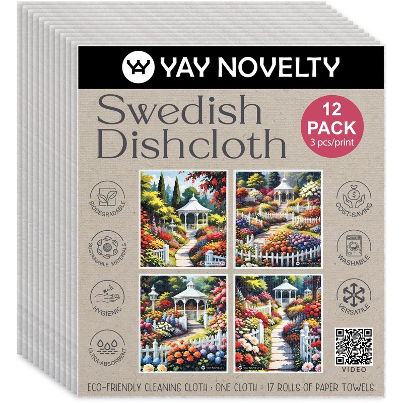 YAY NOVELTY 12 Pack German Swedish DishCloths, Paper Towels Alternative