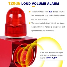 Saladulce Industrial Loud Siren Alarm 120dB Sound and Light Alarm IP65 Waterproof Outdoor Siren for Factory, Warehouse & Residence Use (AC 110V)