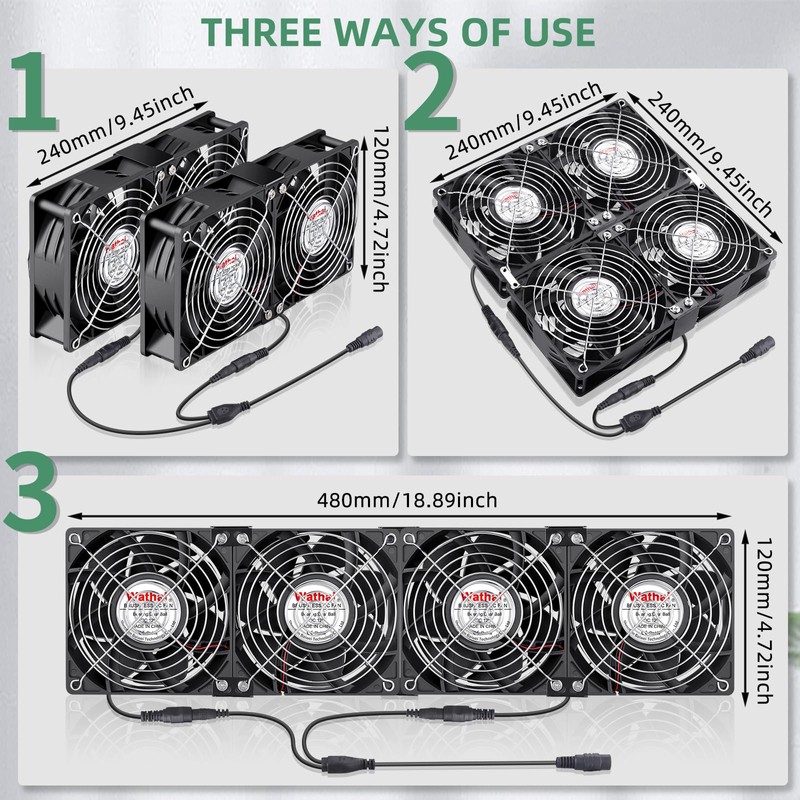 Wathai 120mm x 4 Dual Ball Computer Fan 110v -